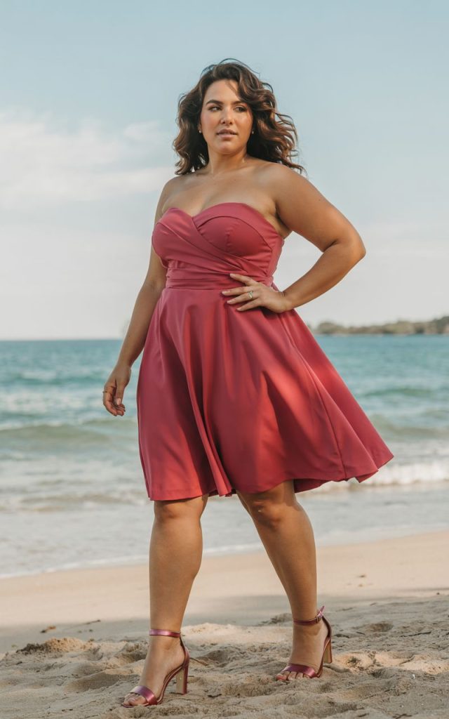 Strapless Dress and Ankle Strap Heels