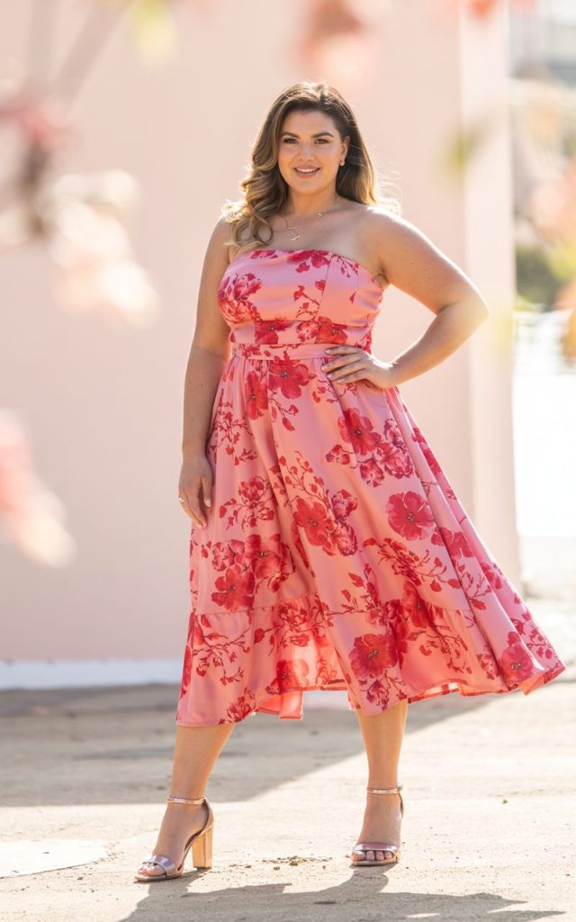 Strapless Dress and Ankle Strap Heels